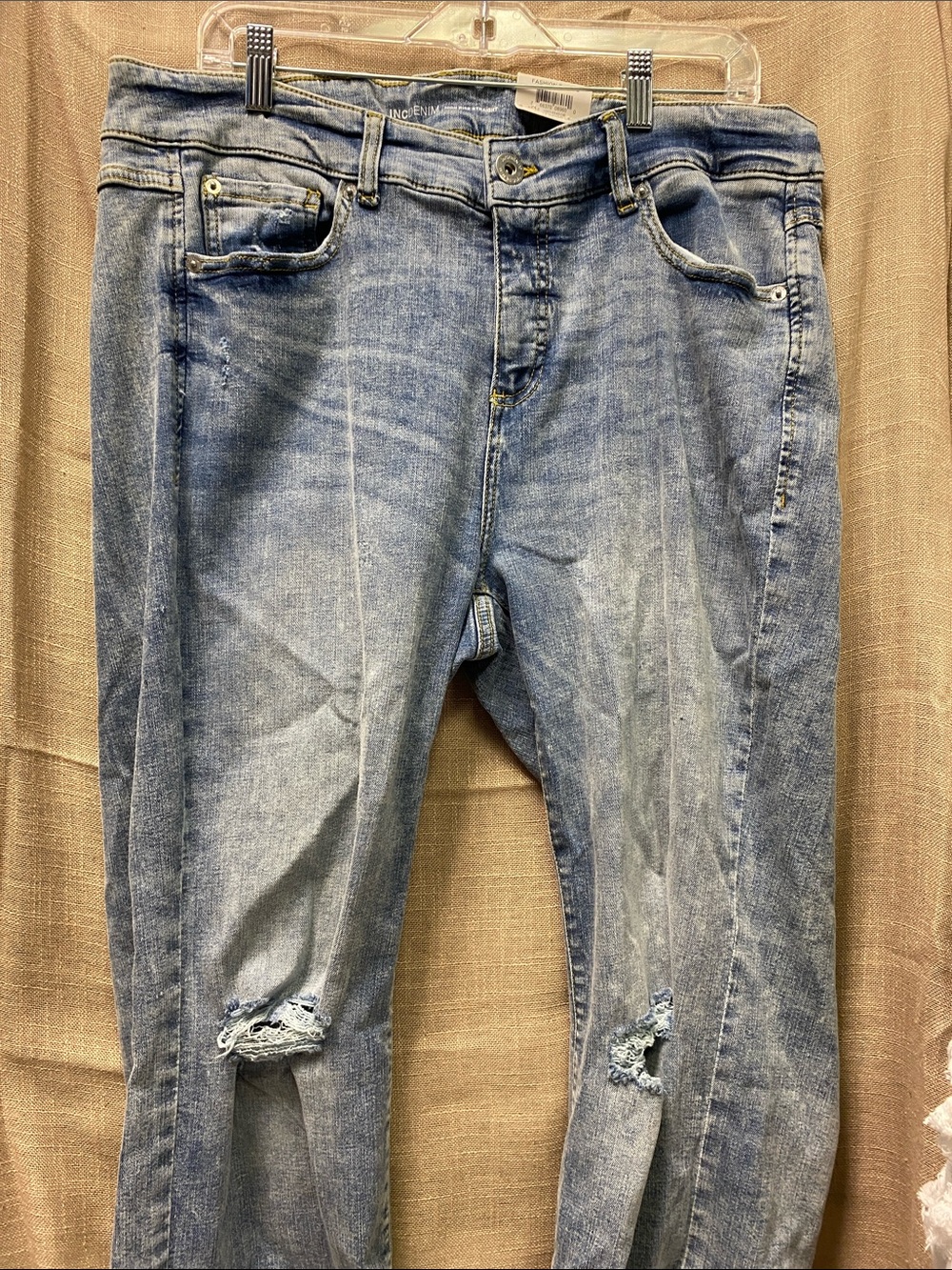 Women’s Slim Straight Light Blue Distressed Jeans